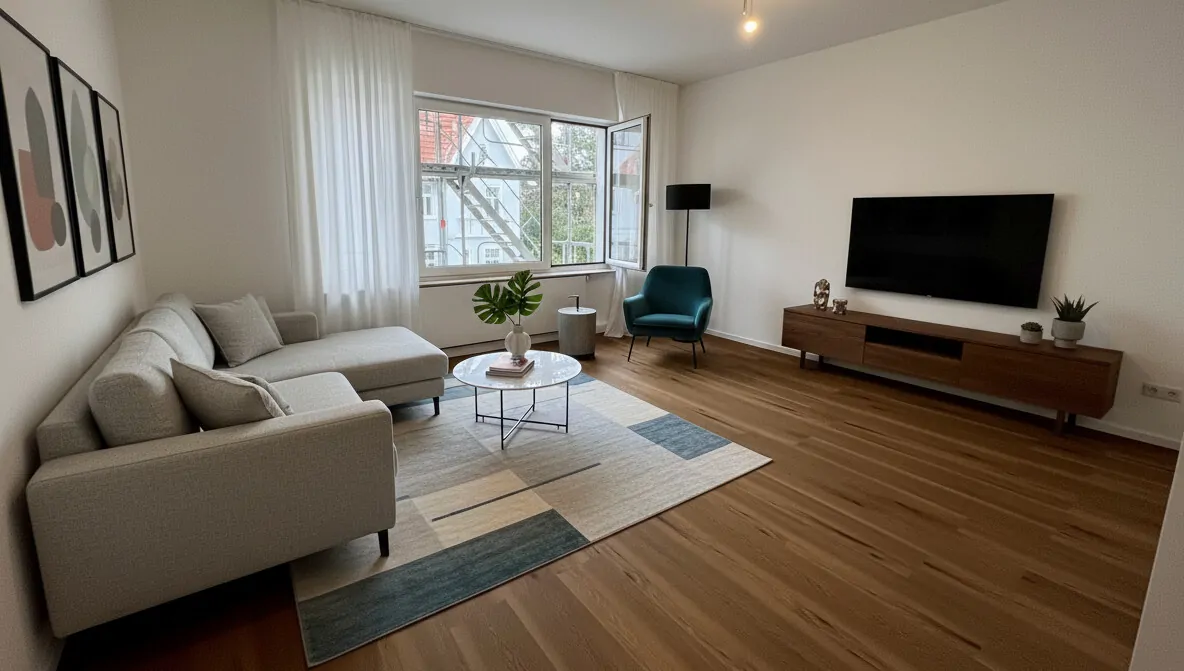 Wohnzimmer eingerichtet