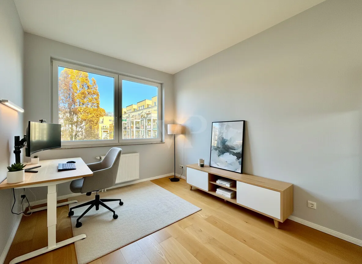 Arbeitszimmer mit Ankleide KI