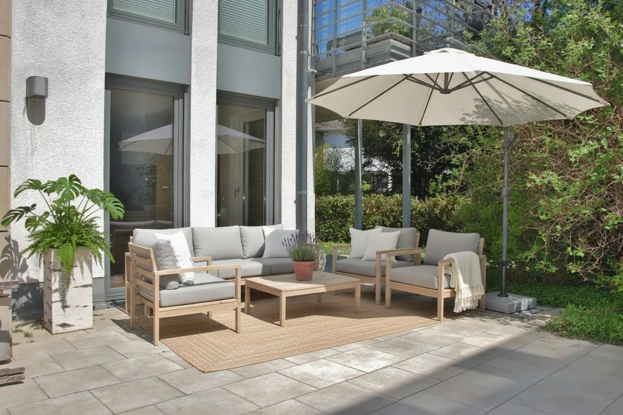 Terrasse KI möbliert