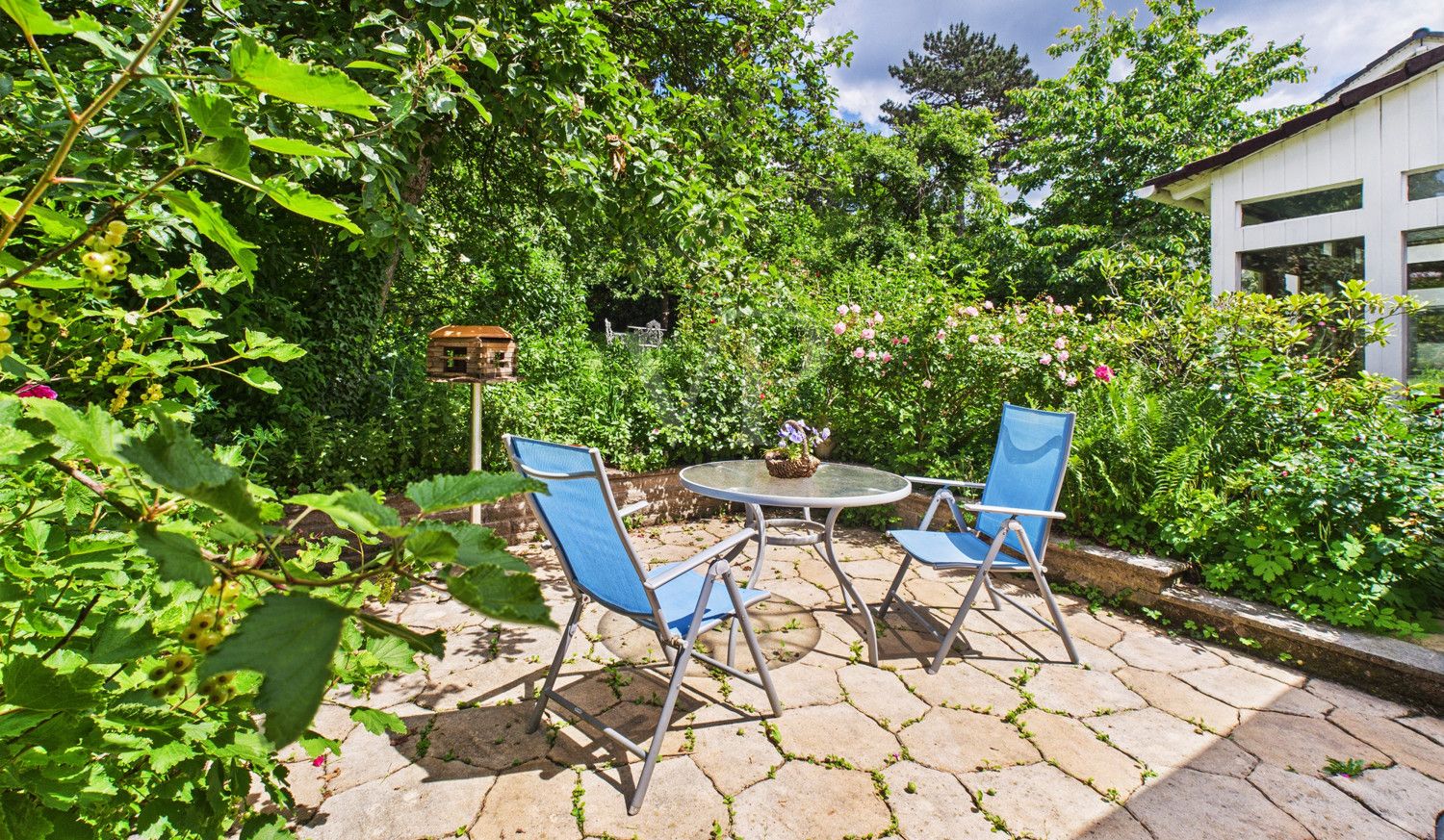Sonnenterrasse hinter dem Haus
