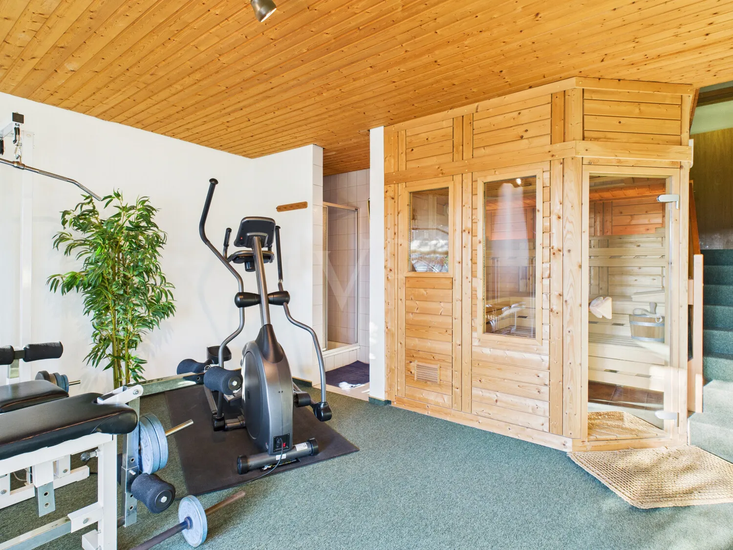 Fitnessbereich mit Sauna...