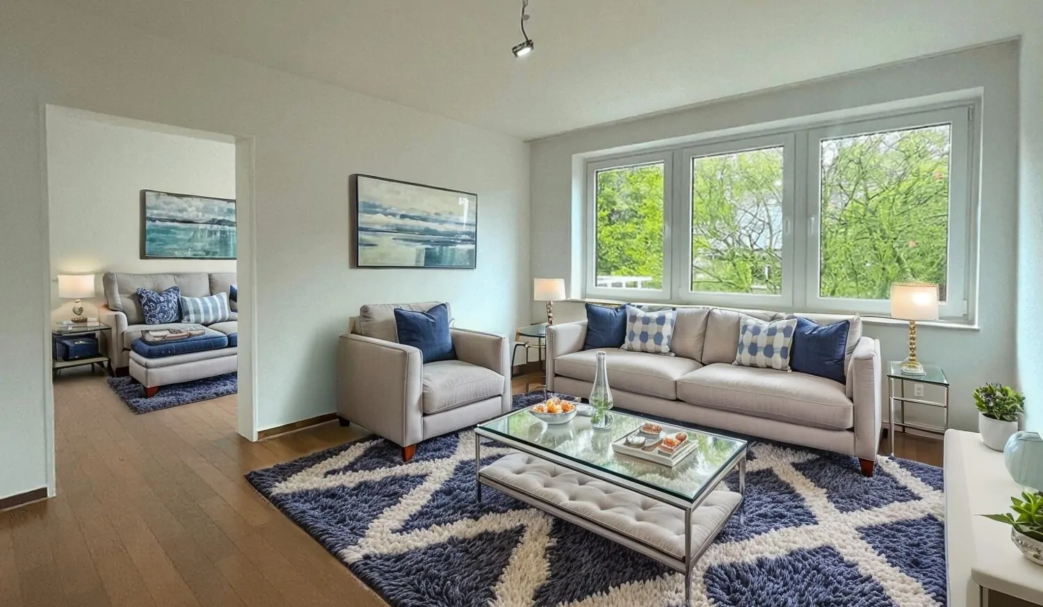 Wohnzimmer virtuell möbliert