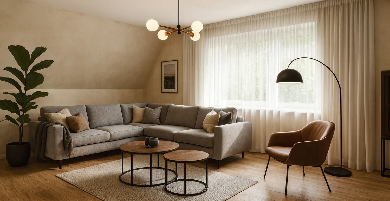 Wohnzimmer virtuell möbliert