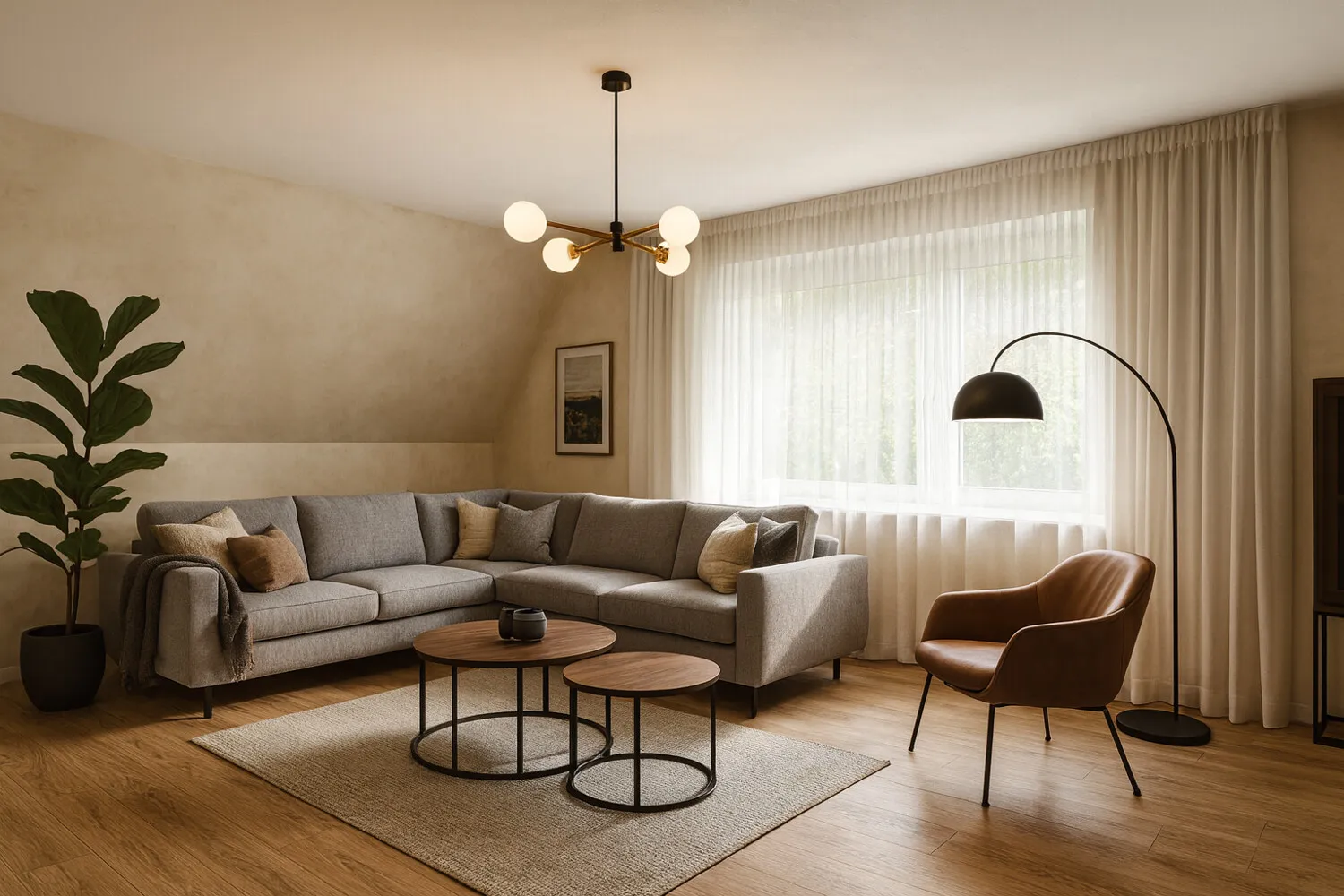 Wohnzimmer virtuell möbliert