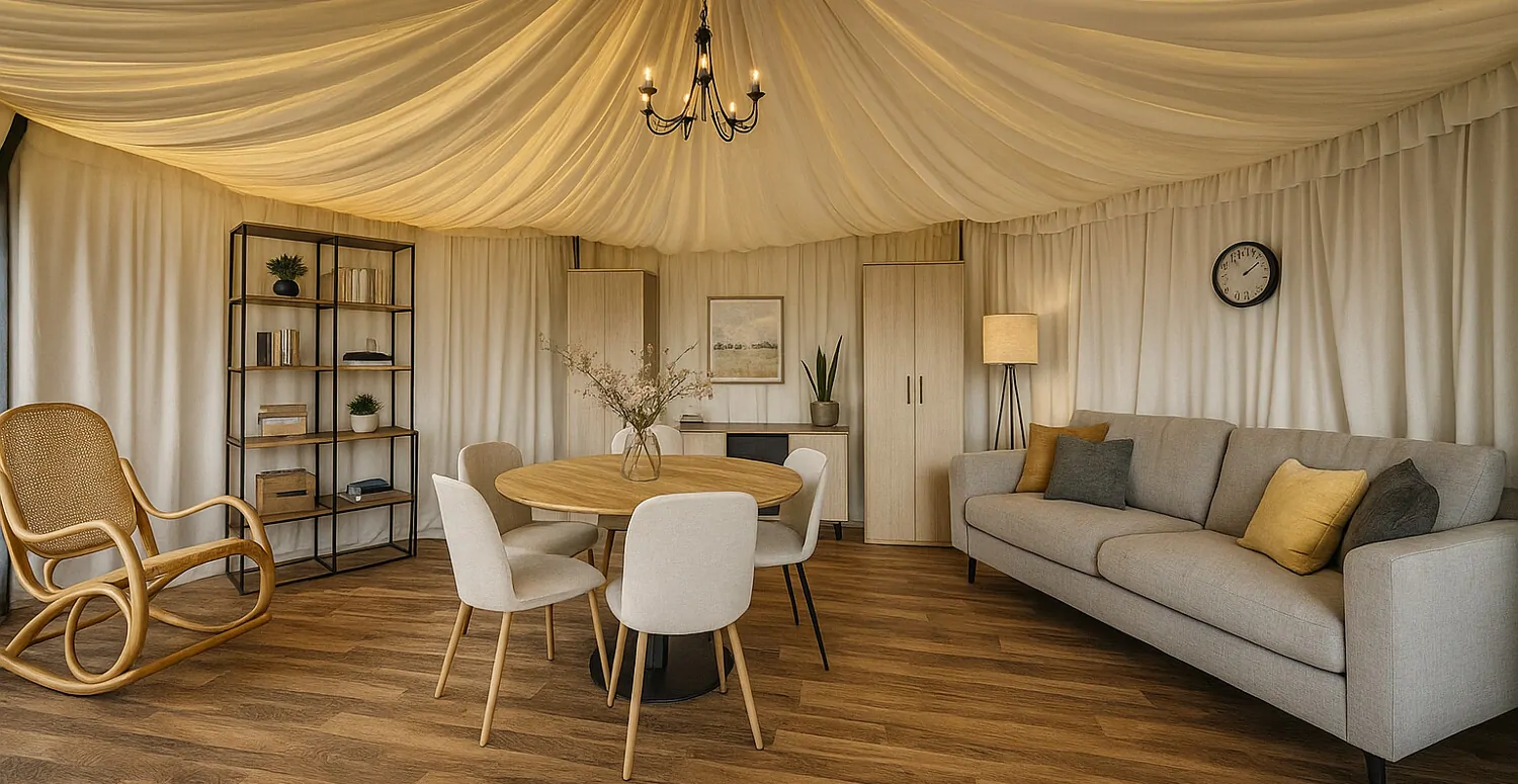 Pavillion innen möbeliert