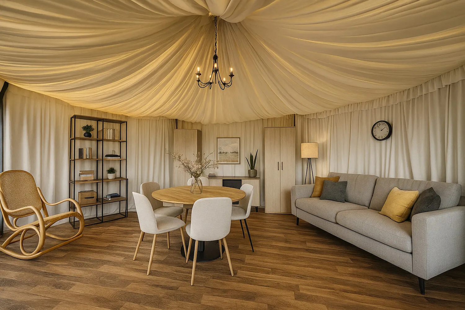 Pavillion innen möbeliert