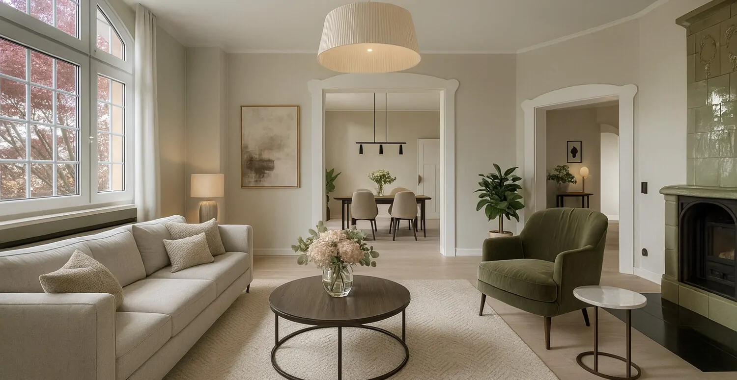 Wohnzimmer Erdgeschoss - virtuell möbliert