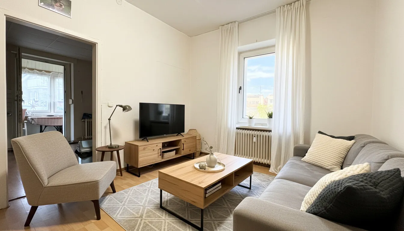 Wohnzimmer Erdgeschoss virtuell bearbeitet