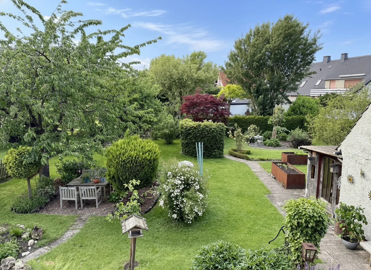 Garten Blick vom Balkon