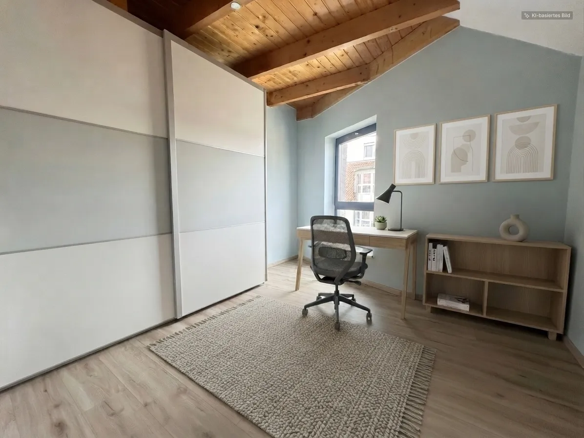 Schlafzimmer DG als Büro virtuell möbliert