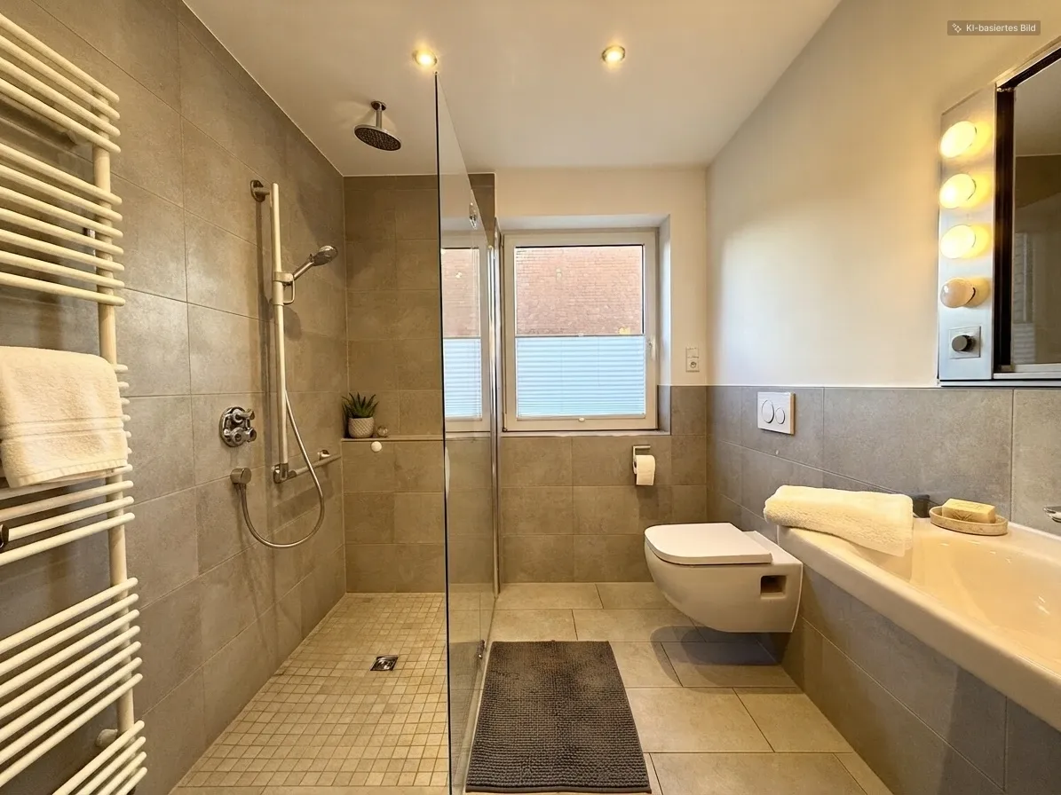 Badezimmer im Erdgeschoss -  virtuell dekoriert