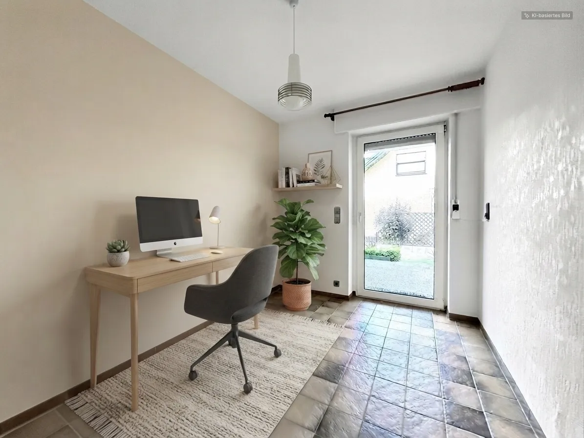 Arbeitszimmer mit Zugang zur Nordterrasse - virtuell gestaltet