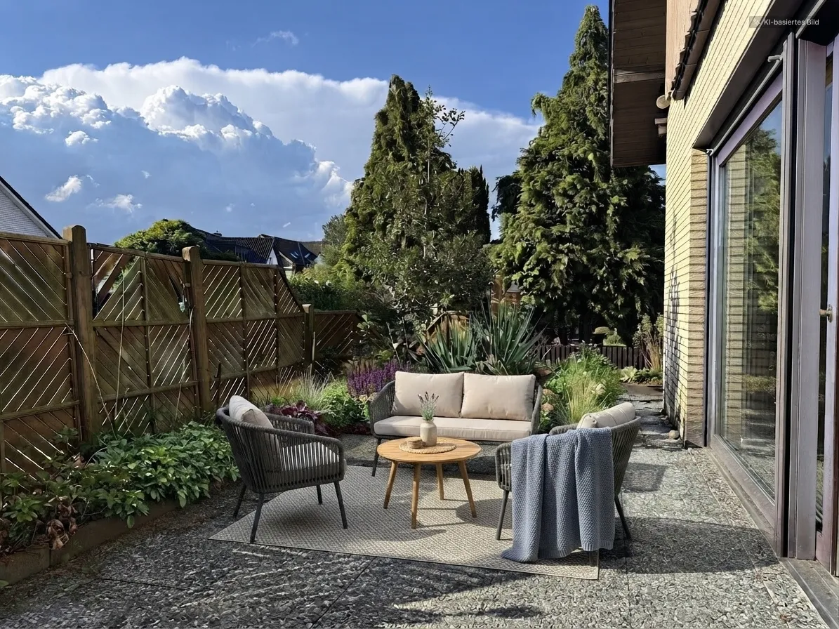 Westterrasse Neu bepflanzt - virtuell möbliert
