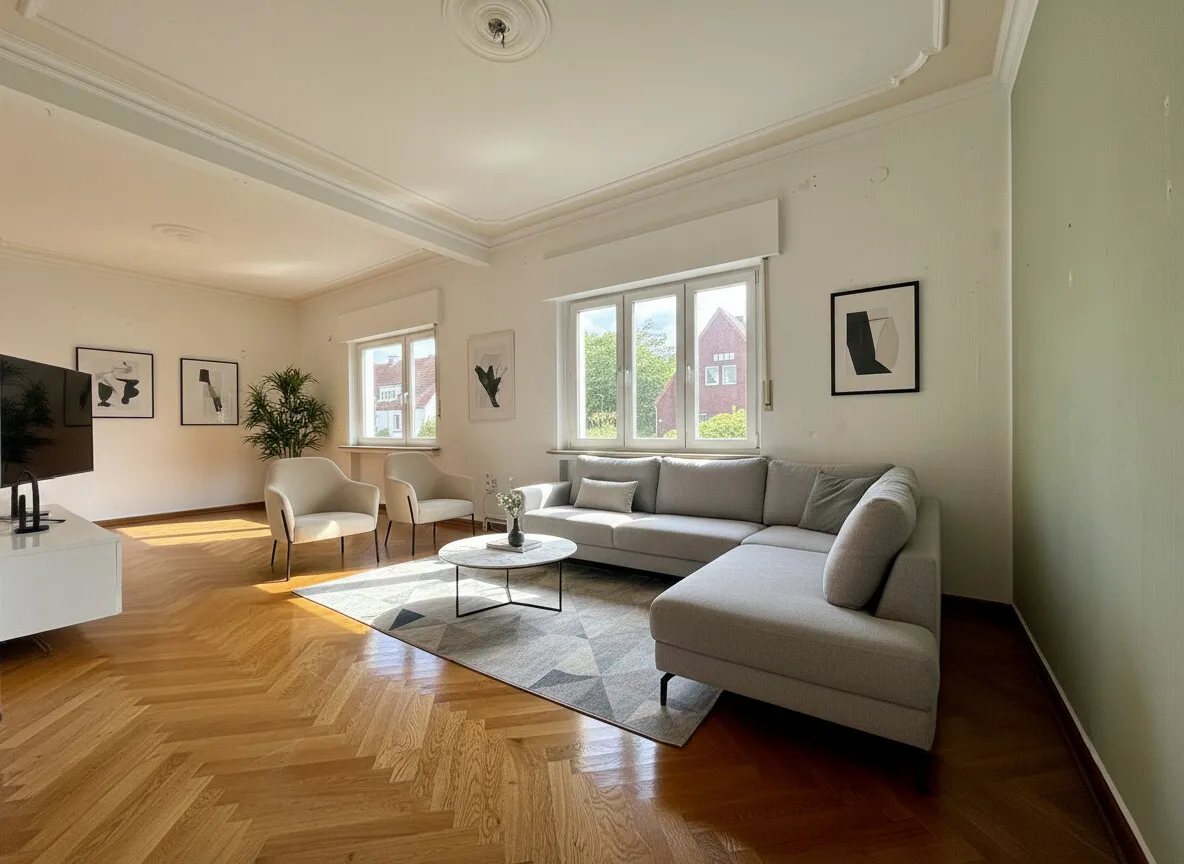 Wohnzimmer EG virtuell möbliert