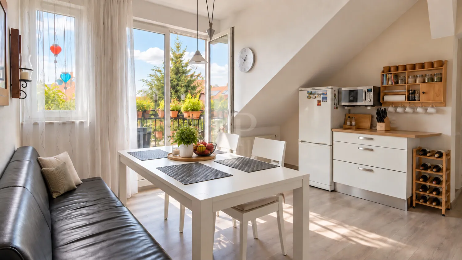 Essbereich mit Zugang zum Balkon