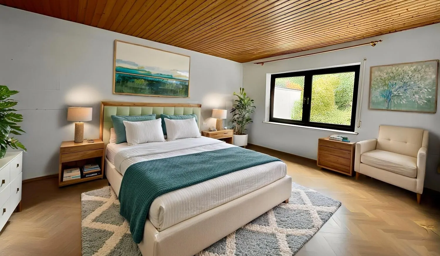 Schlafzimmer mit KI Parkett EG Alternativ