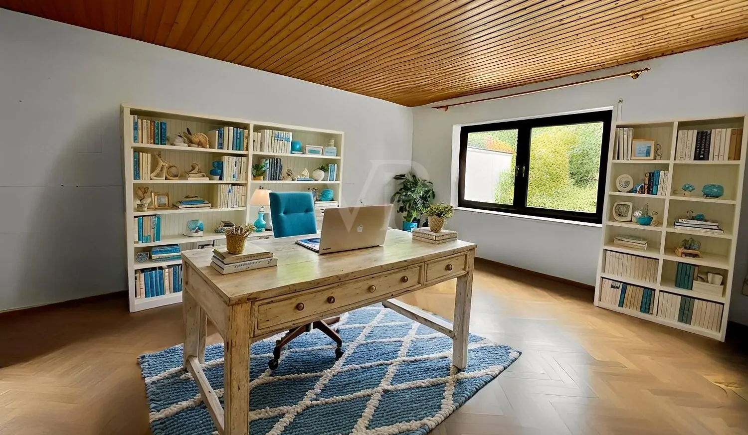 Arbeitszimmer mit KI Parkett