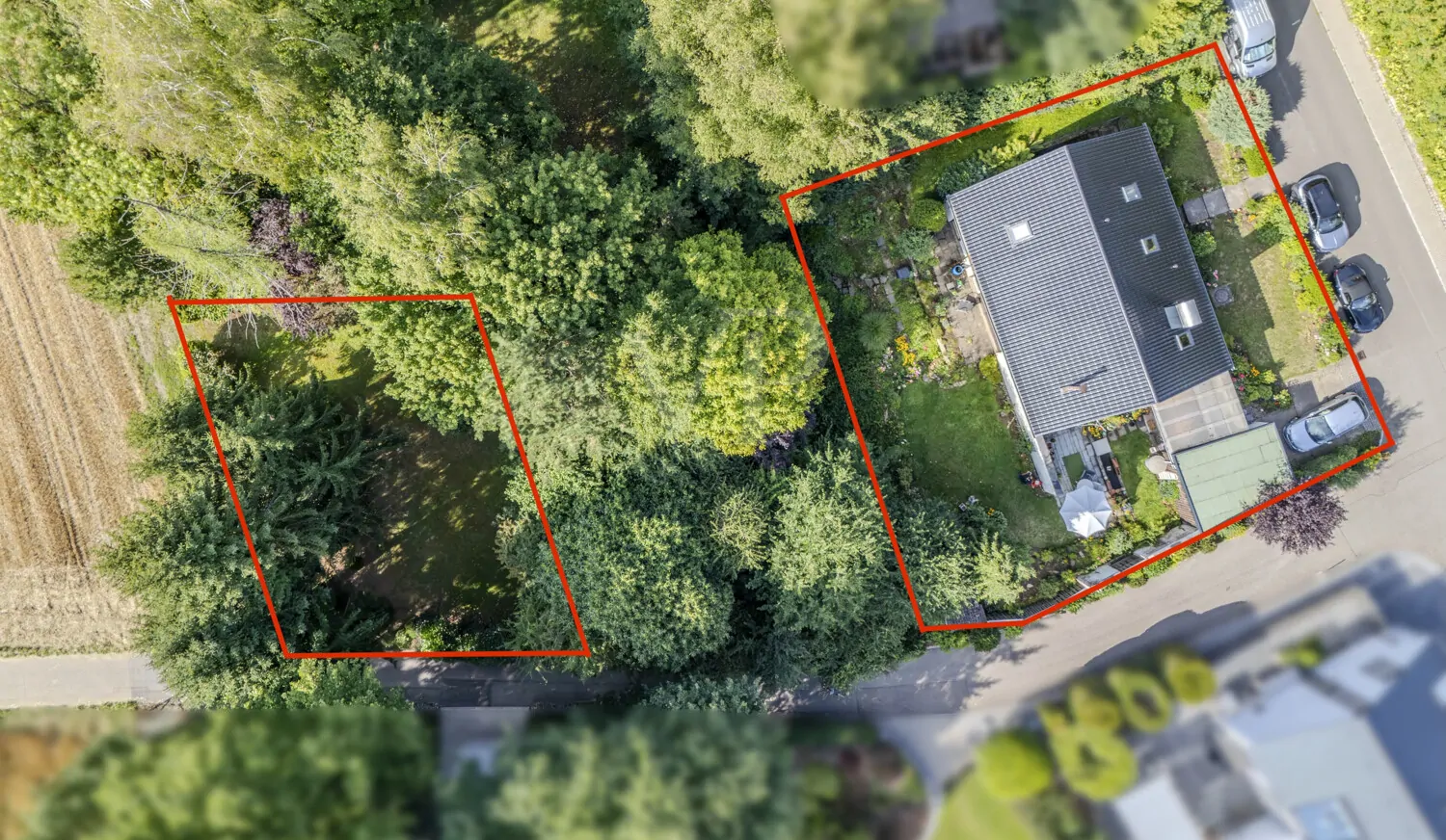 Baugrundstück und Gartengrundstück