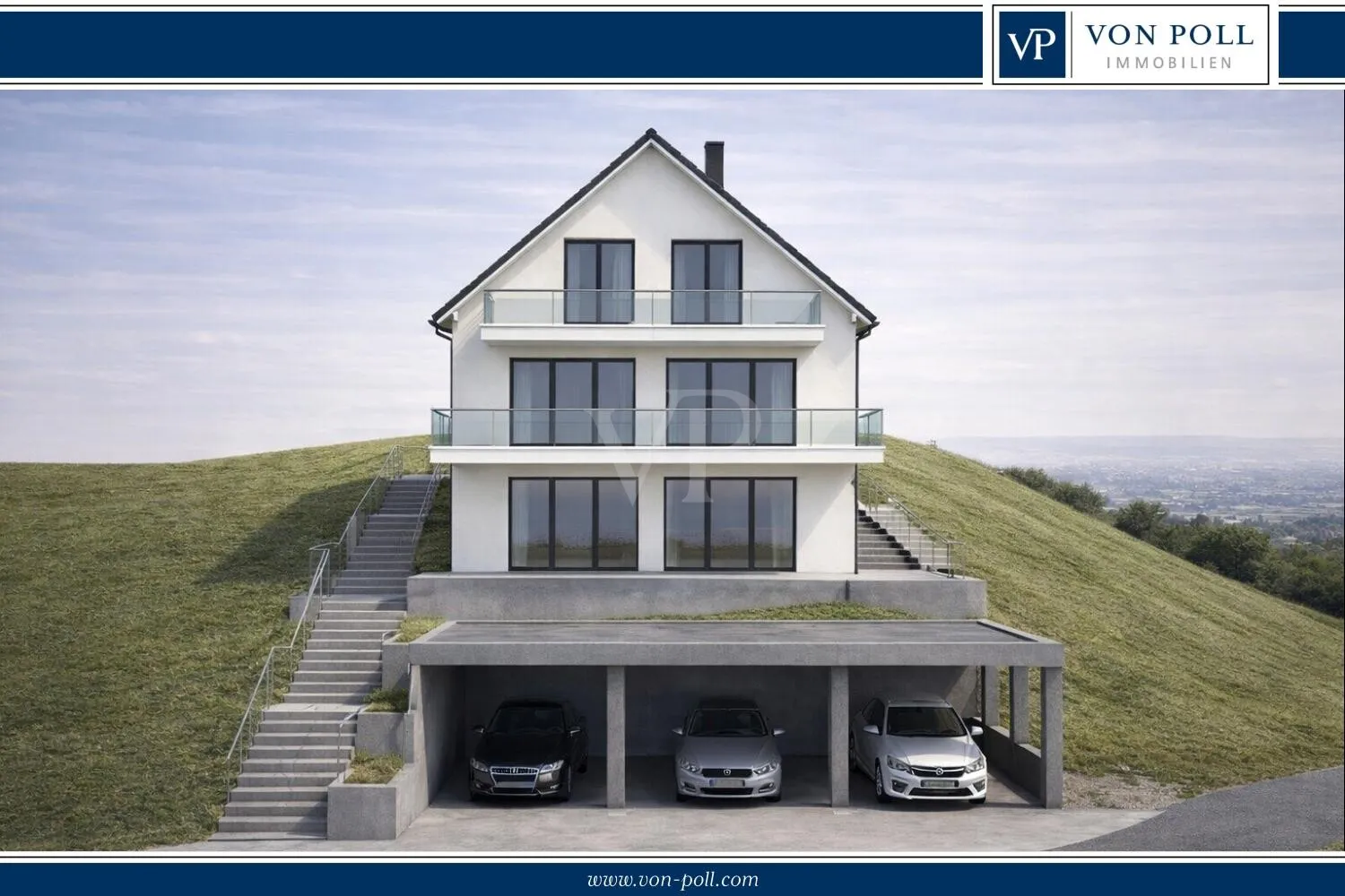 Südwest Grundstück in Blicklage mit Baugenehmigung/ Hangsicherung/Prüfstatik - KI Visualisierung