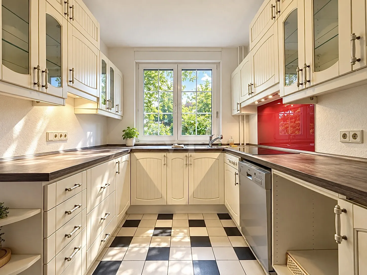 Landhausküche mit Blick
