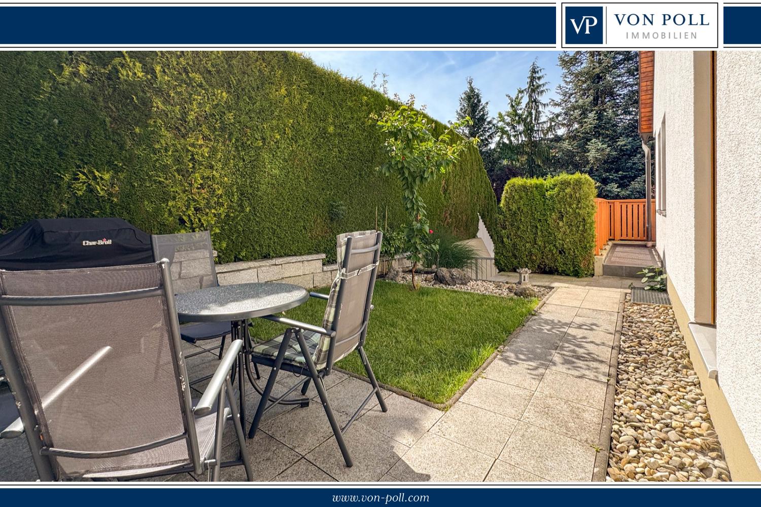 Wohnung mit Balkon, Garten und Garage