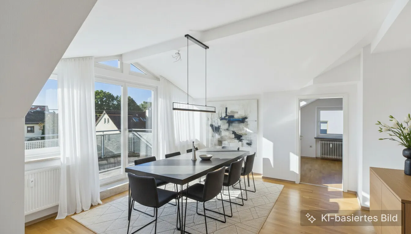 Modern penthouse apartment with sunny south-facing balcony