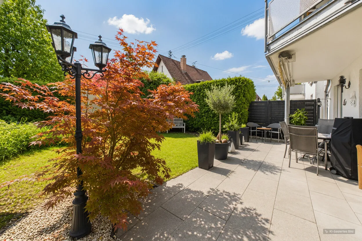 Terrasse mit Blick in den Garten