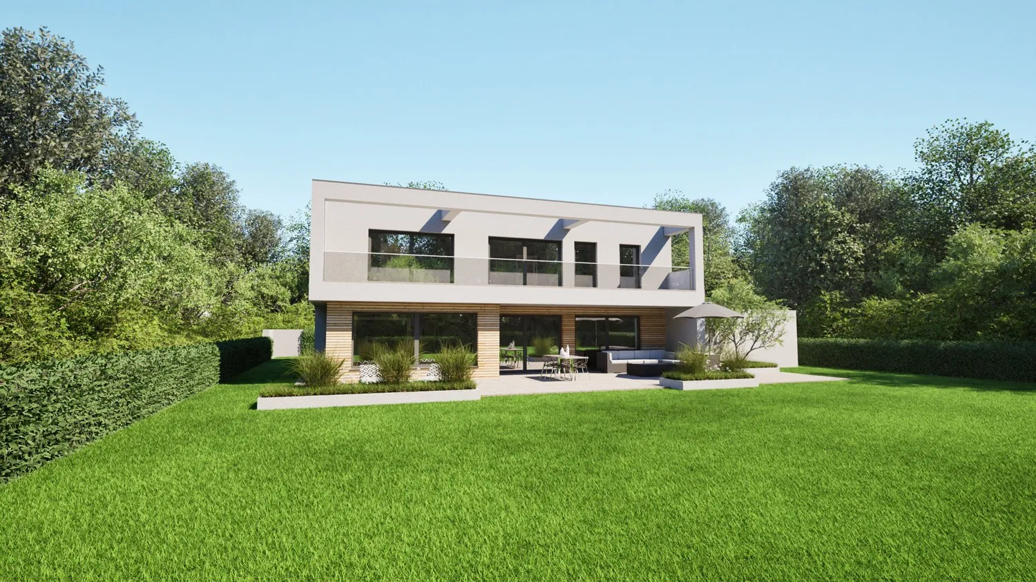 Visualisierung Villa Rückansicht